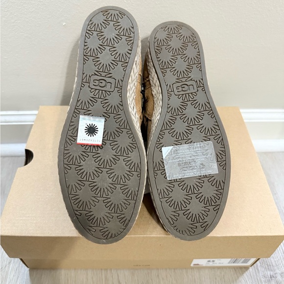 UGG Women's Chestnut Suede Ankle Boots with Braided Espadrille Trim - Picture 5 of 7